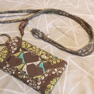 Vera Bradley small zipper coin purse and lanyard.